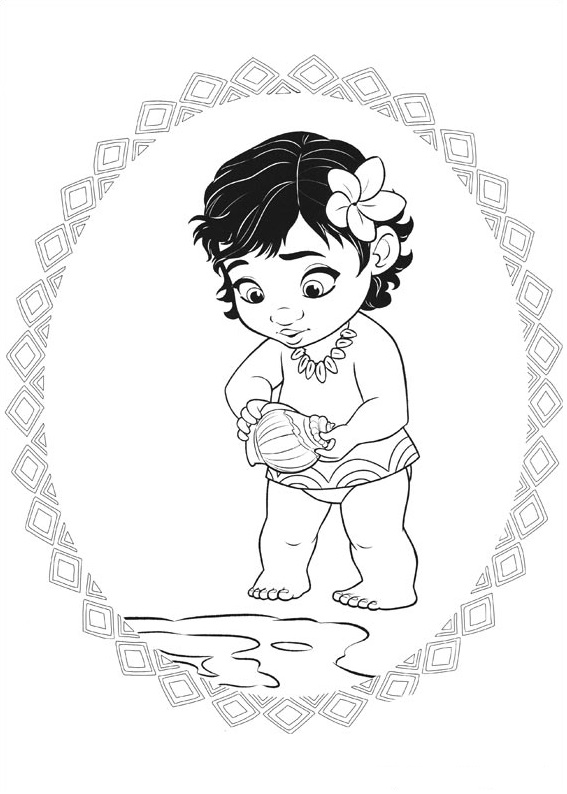 Baby Moana Coloring Page - Free Printable Coloring Pages for Kids