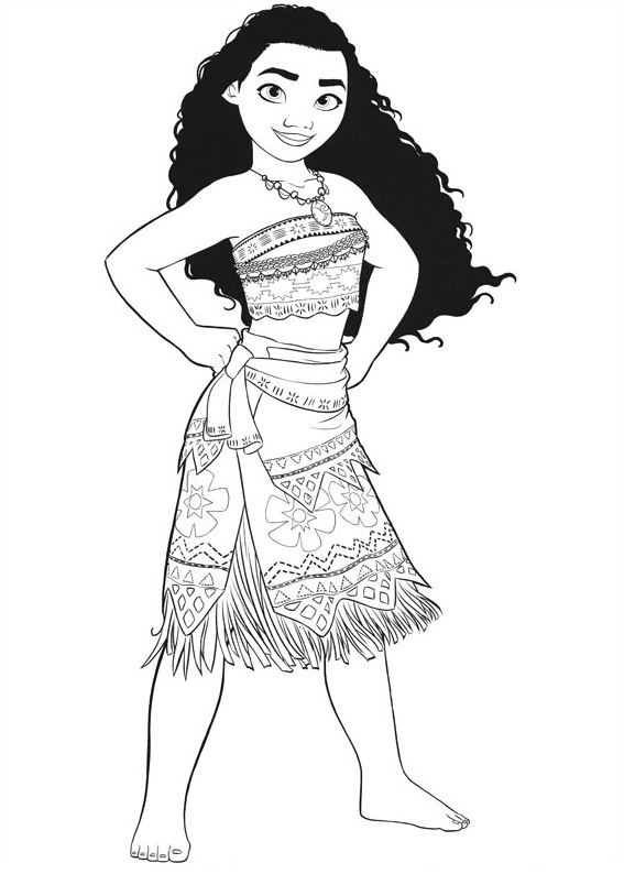 Moana Is Smiling Coloring Page - Free Printable Coloring Pages for Kids