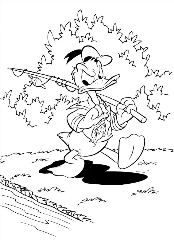 Donald Going Fishing Coloring Page - Free Printable Coloring Pages for Kids