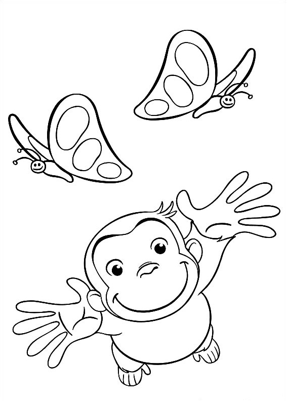 George With Butterflies Coloring Page - Free Printable Coloring Pages