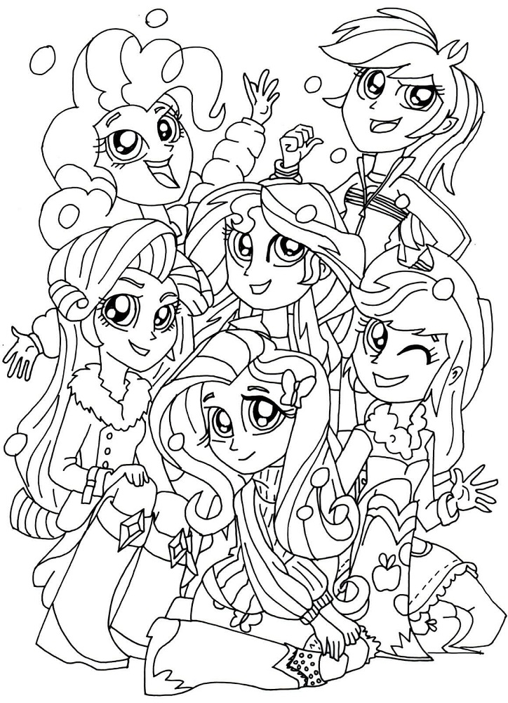 Happy Equestria Girls Coloring Page - Free Printable Coloring Pages for Kids
