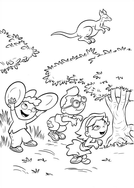 Little Einsteins Imitating Kangaroo Coloring Page - Free Printable