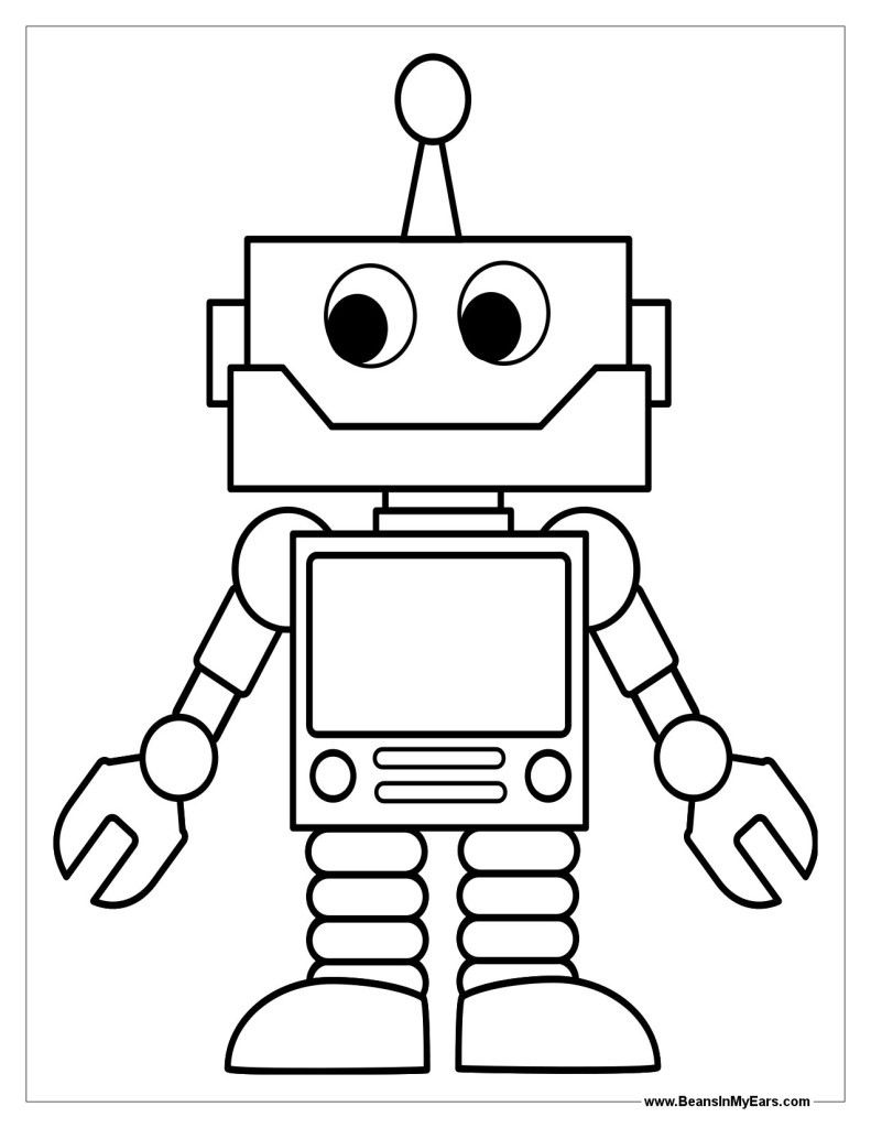 Cute Robot Guy Coloring Page - Free Printable Coloring Pages for Kids
