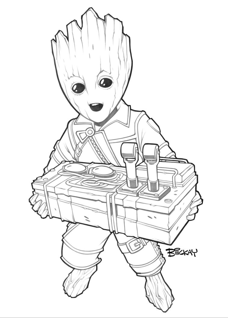 Cute Baby Groot Coloring Page - Free Printable Coloring ...
