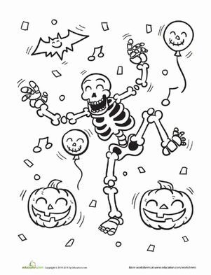 Dancing Skeleton Coloring Page - Free Printable Coloring Pages for Kids