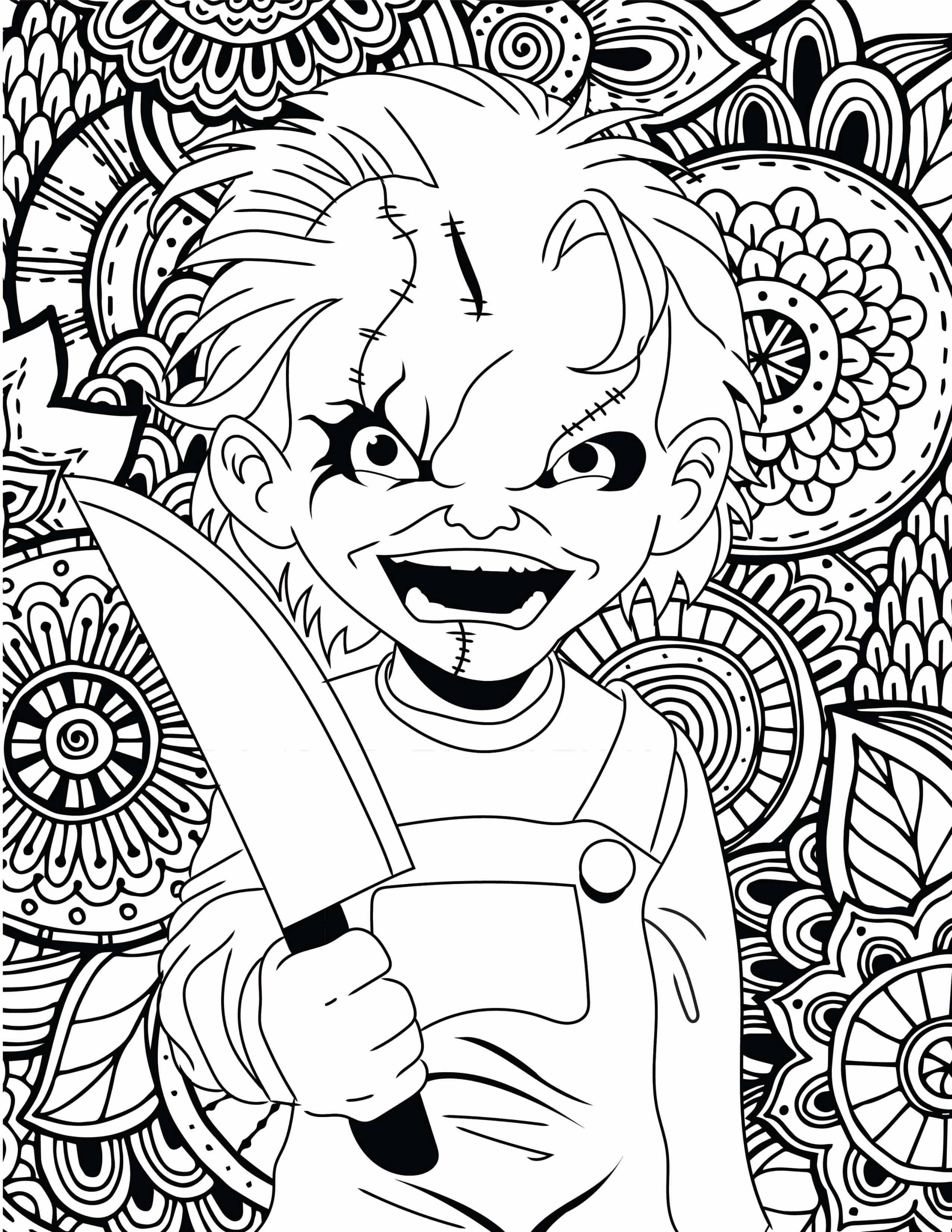 Evil Chucky Coloring Page - Free Printable Coloring Pages for Kids