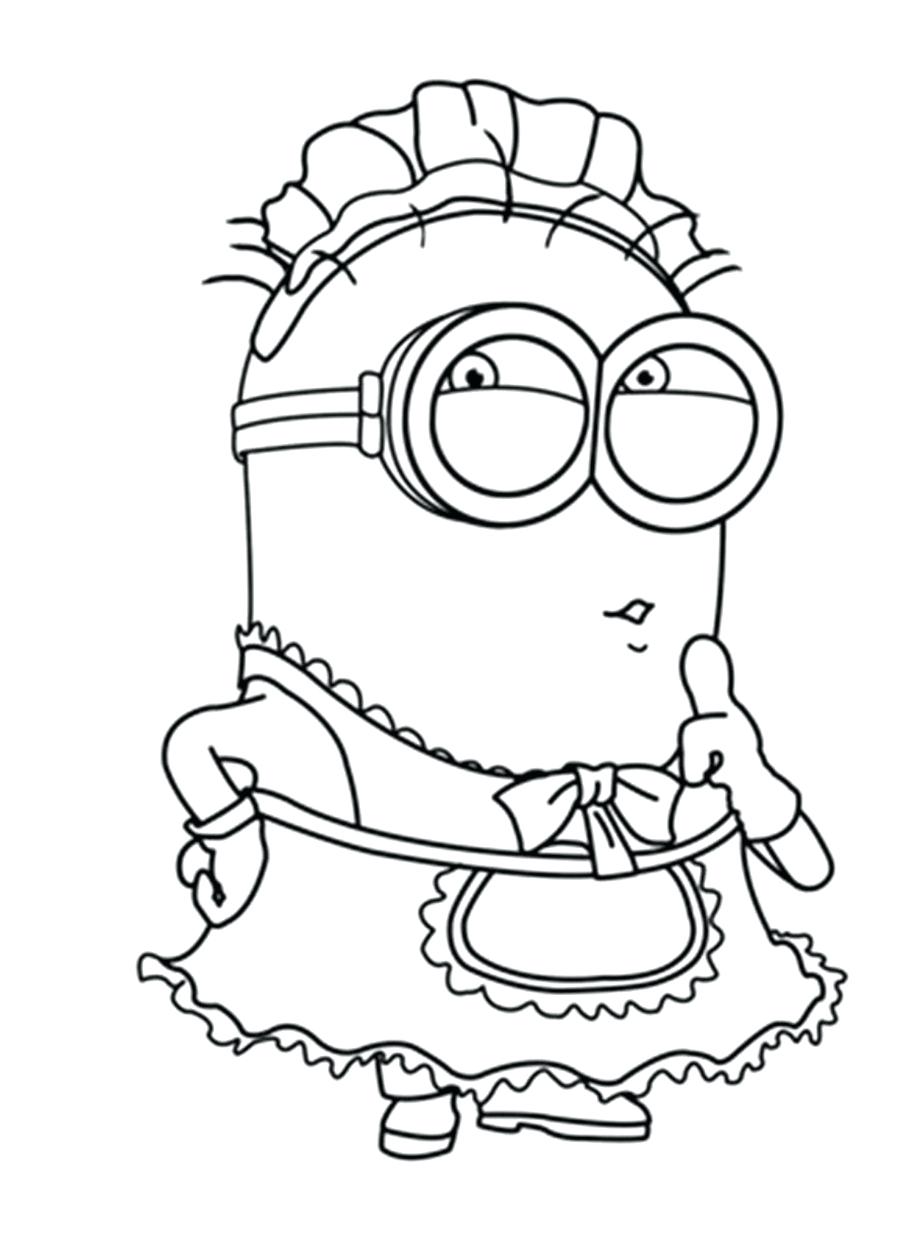 Minion With Maid Costume Coloring Page   Free Printable Coloring ...