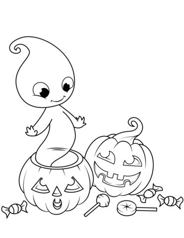 Cute Baby Ghost Coloring Page - Free Printable Coloring Pages for Kids