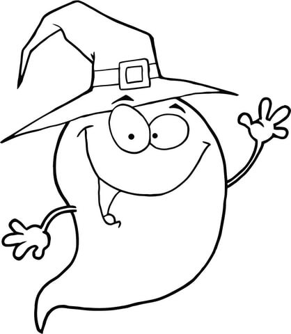 Ghost The Witch Coloring Page - Free Printable Coloring Pages for Kids
