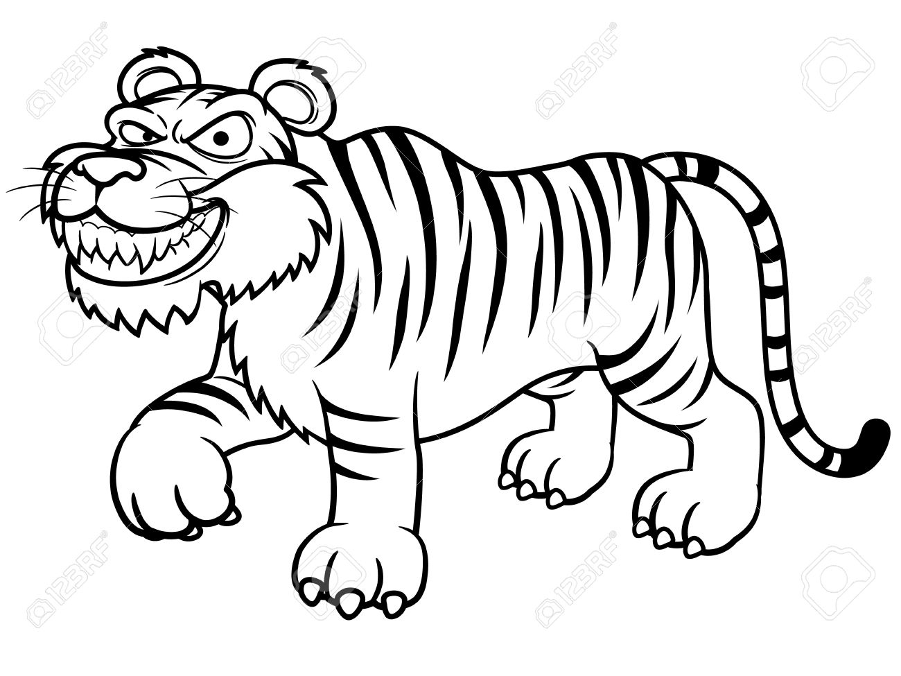 Tiger With Creepy Smile Coloring Page - Free Printable Coloring Pages for  Kids