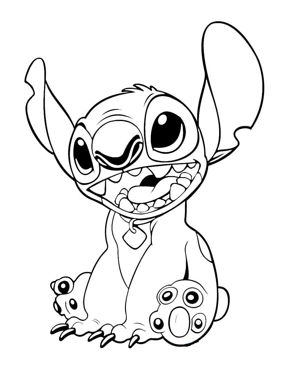 Happy Stitch Coloring Page - Free Printable Coloring Pages for Kids