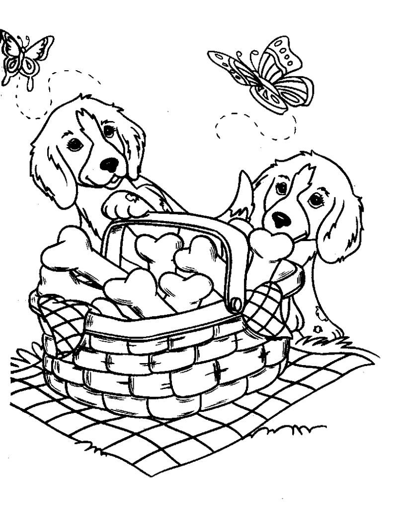Cute Couple Puppies Coloring Page   Free Printable Coloring Pages ...