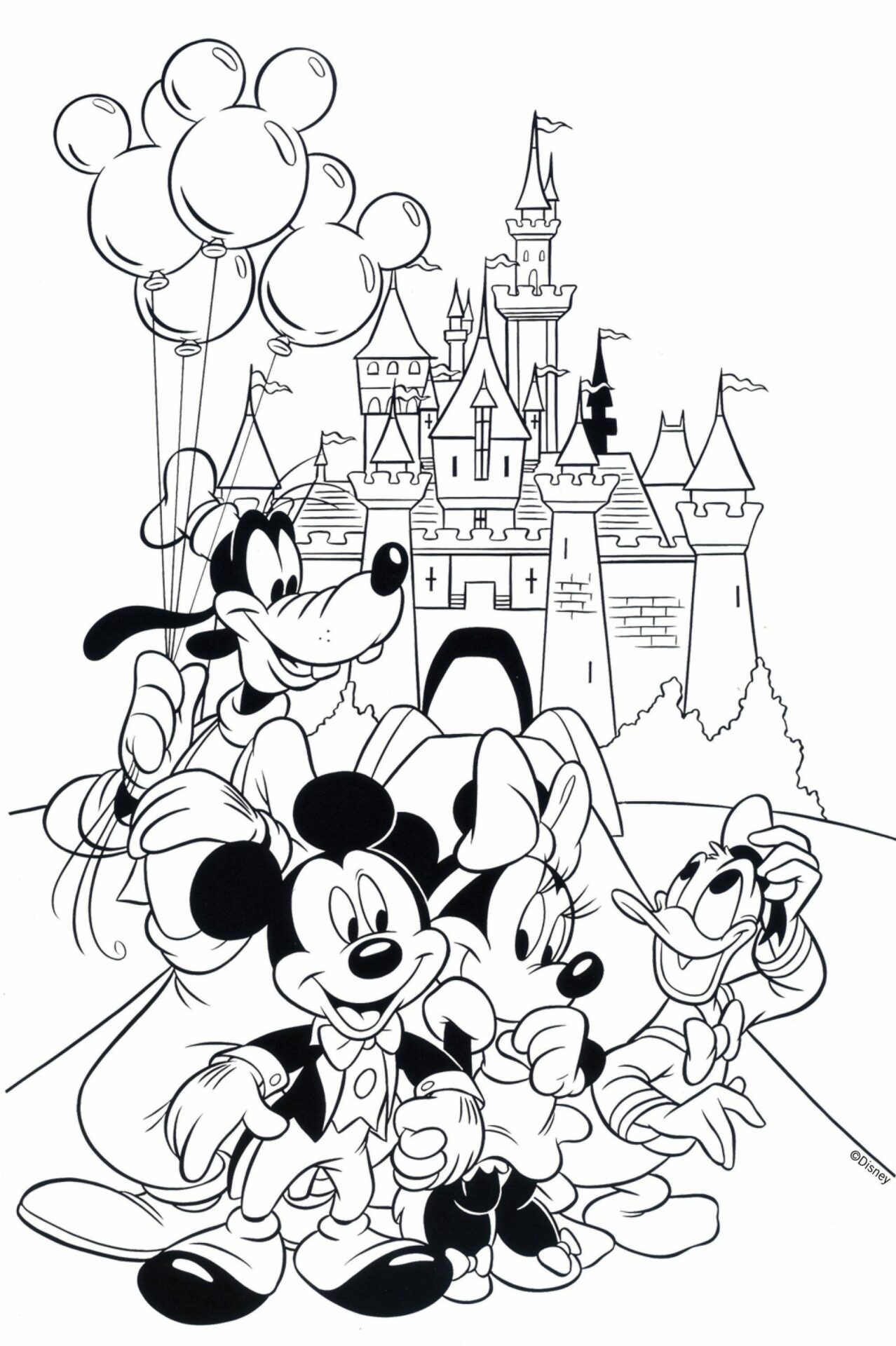 Mickey Mouse And Fairytail Castle Coloring Page   Free Printable ...