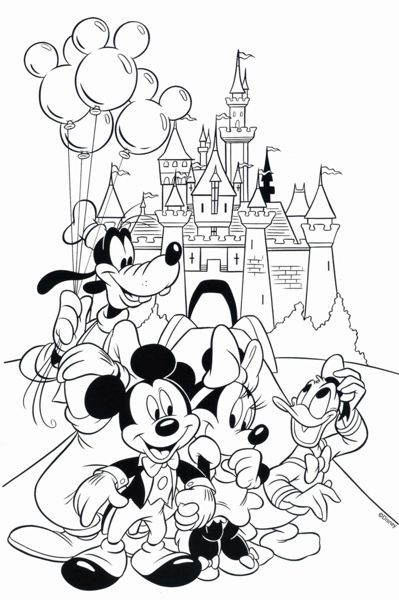 Mickey Mouse And Fairytail Castle Coloring Page Free Printable Coloring Pages For Kids