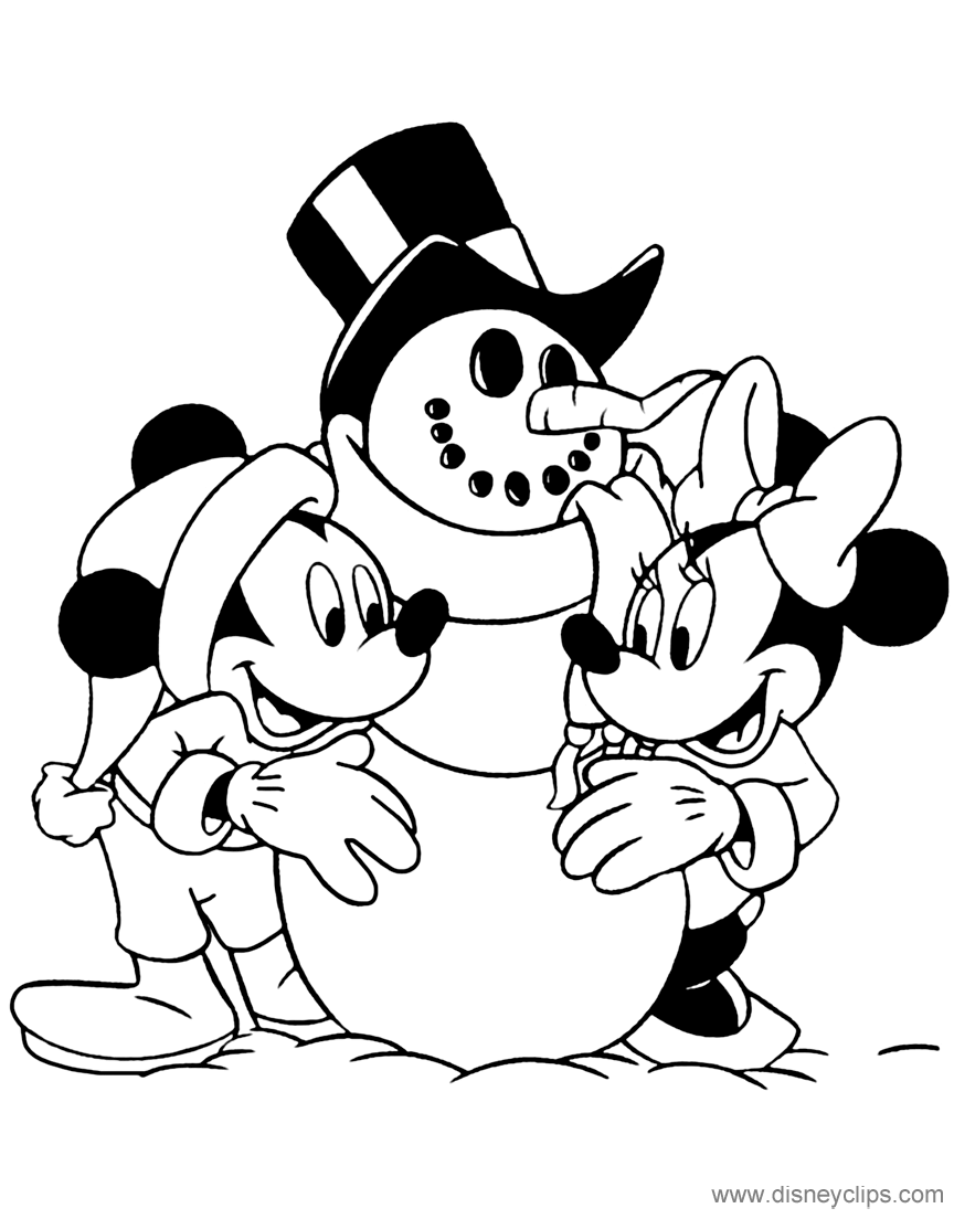 Schneemann bauen mit Mickey und Minnies