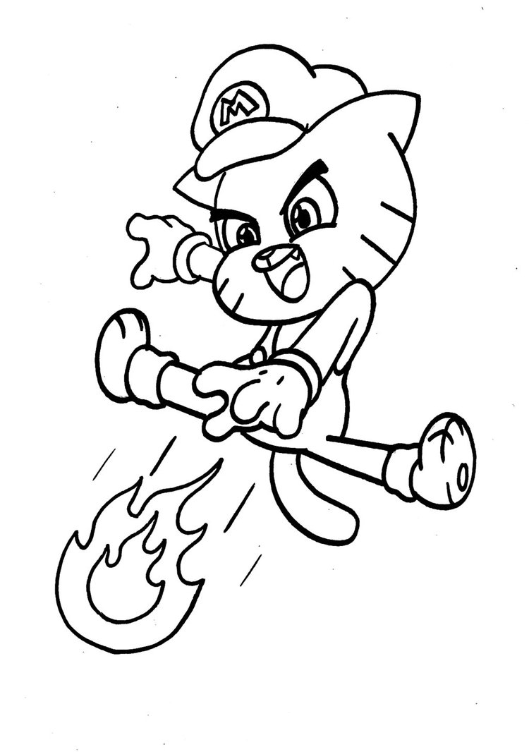 Gumball The Mario Coloring Page   Free Printable Coloring Pages ...