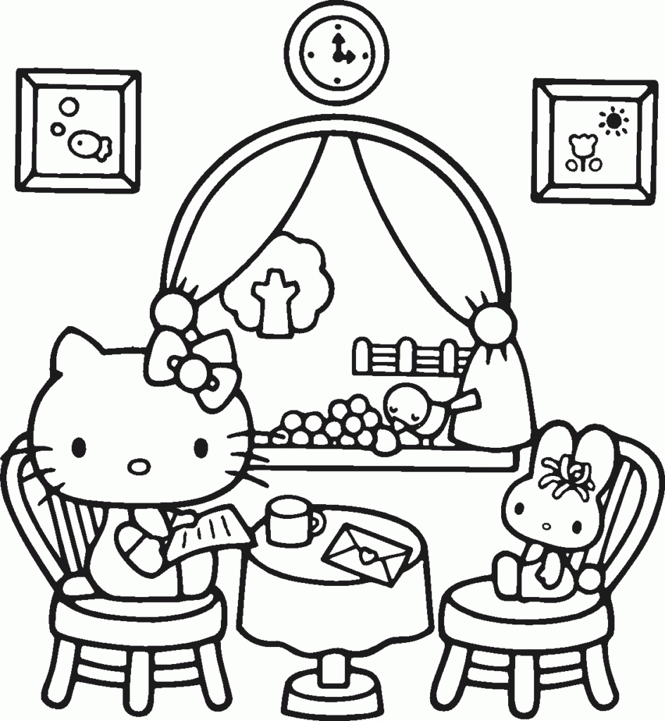 Kitty And Bunny Coloring Page   Free Printable Coloring Pages for Kids