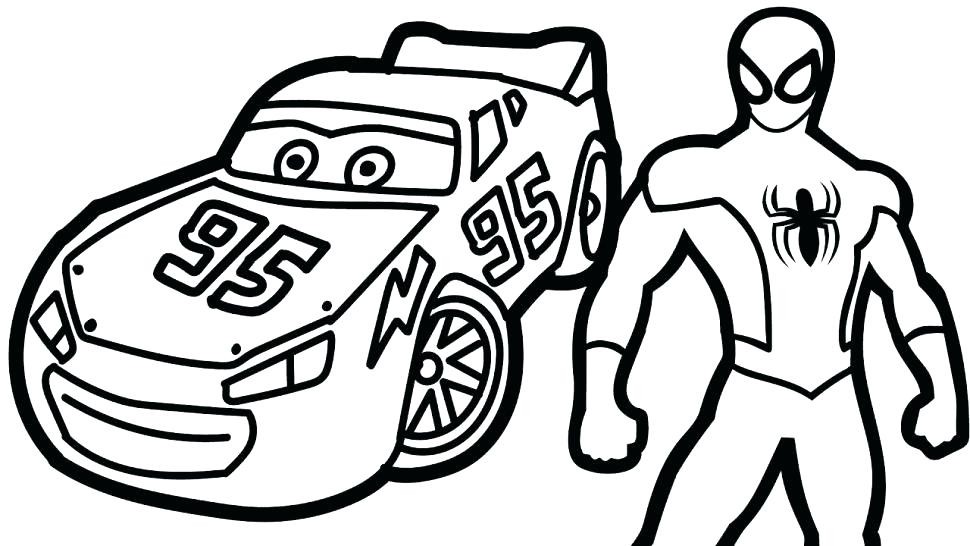 McQueen And Spiderman Coloring Page - Free Printable Coloring Pages for