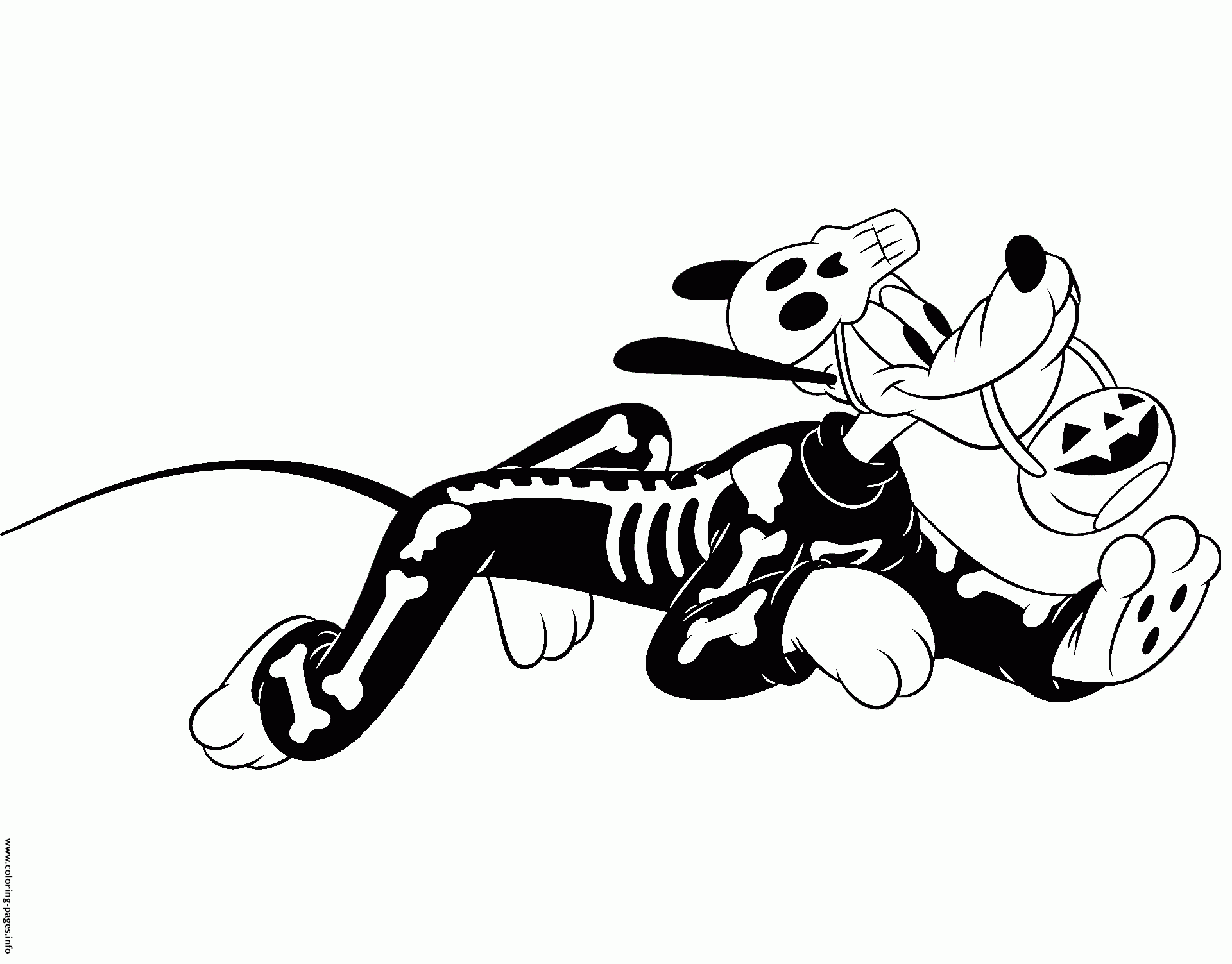 Pluto With Skeleton Costume Coloring Page - Free Printable Coloring