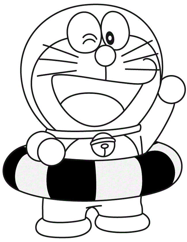 Doraemon bereitet sich auf das Schwimmen vor