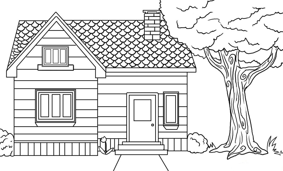 Wooden House Coloring Page   Free Printable Coloring Pages for Kids