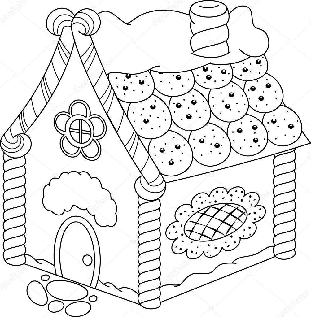 Candy House For Christmas Coloring Page - Free Printable Coloring Pages ...
