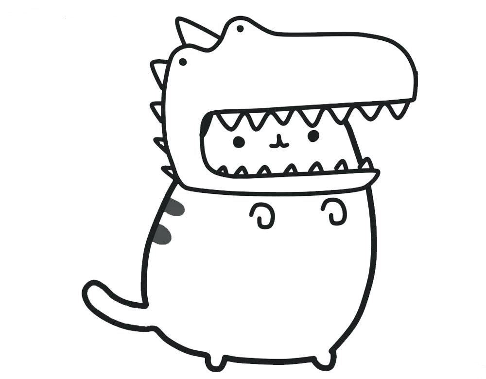 pusheen-wearing-dinosaur-hat-coloring-page-free-printable-coloring