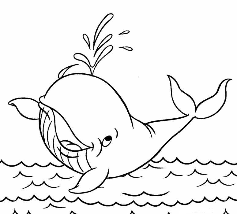 Funny Whale Spraying Water Coloring Page - Free Printable Coloring