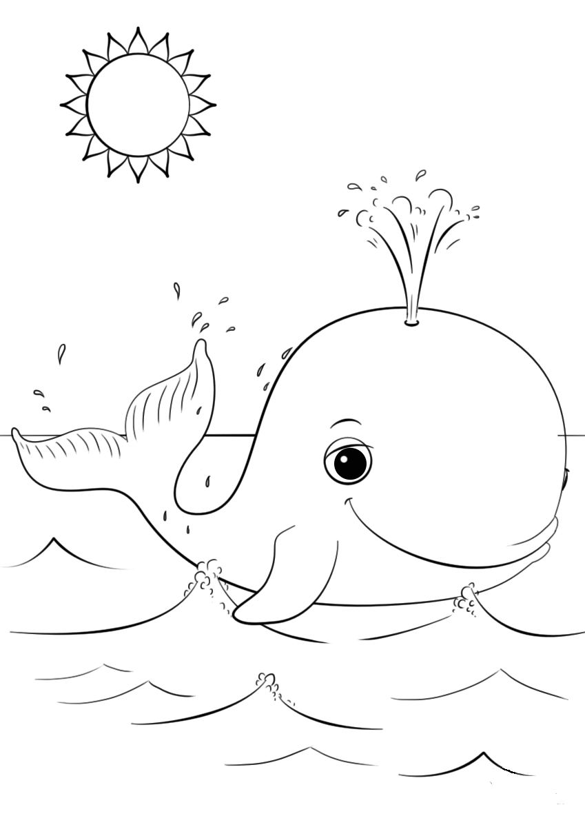 Happy Whale Coloring Page   Free Printable Coloring Pages for Kids