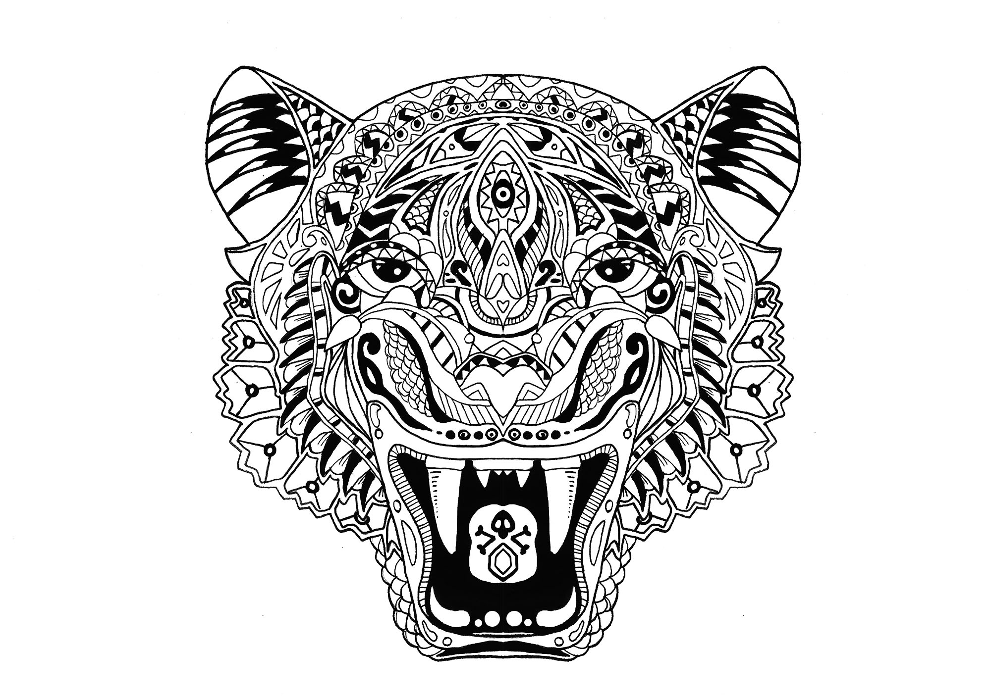 Download Mandala Tiger's Face Coloring Page - Free Printable ...