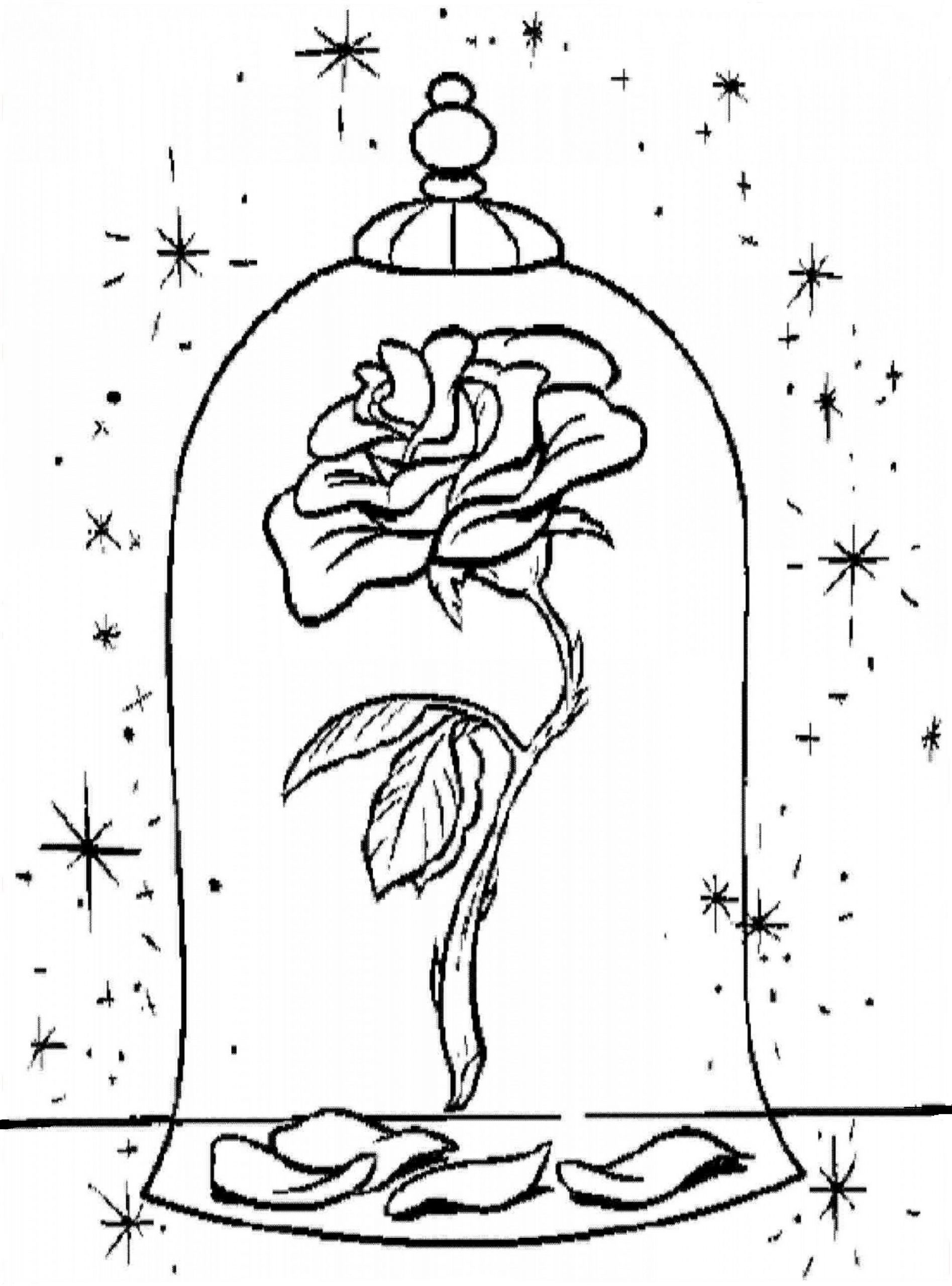 magic rose in beauty and the beast coloring page free printable coloring pages for kids