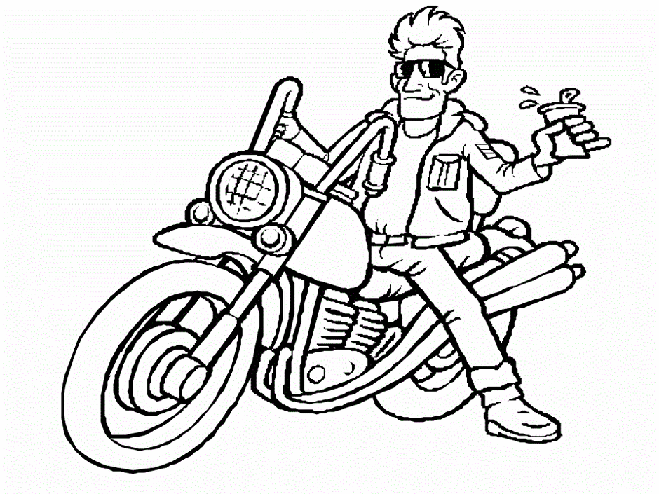 Cooler Typ mit seinem Motorrad