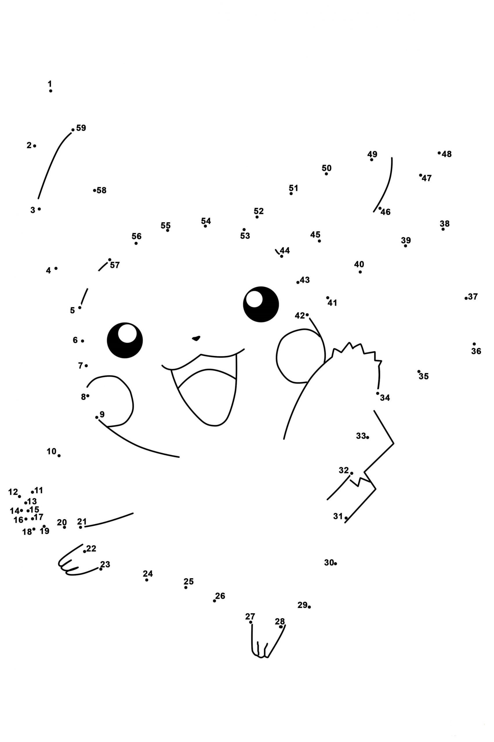 pikachu dot to dots coloring page free printable coloring pages for kids