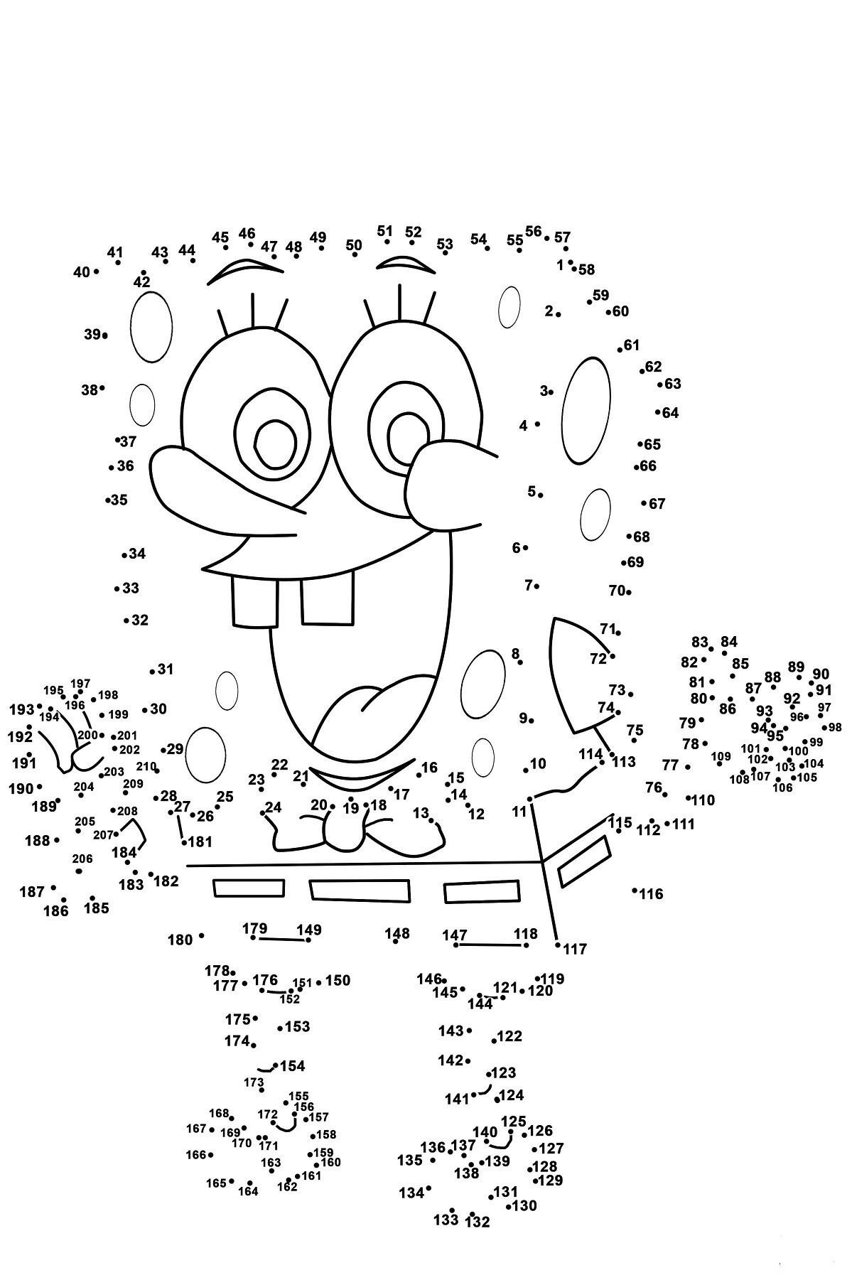Spongebob Dot To Dots Coloring Page Free Printable Coloring Pages For Kids