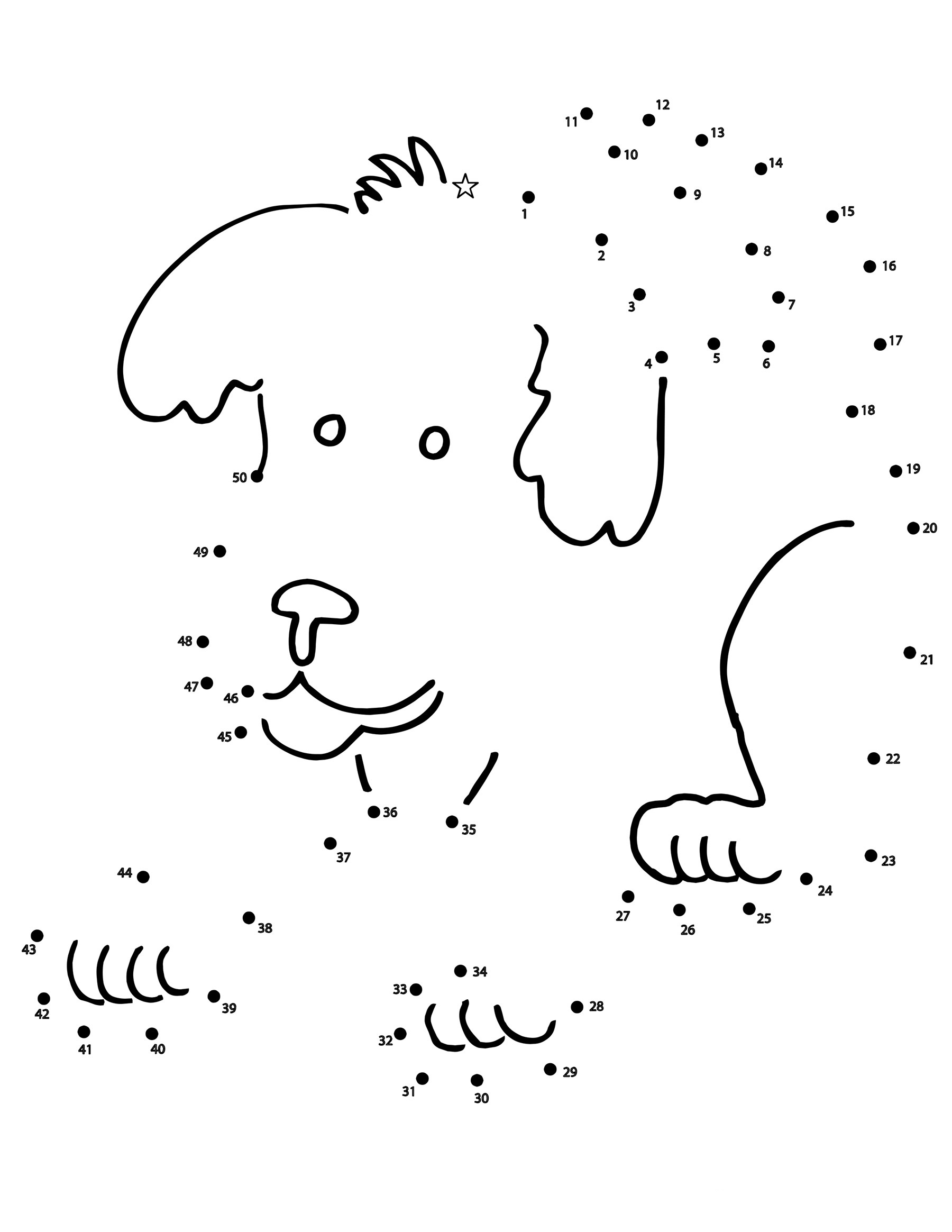 Puppy Dot To Dots Coloring Page Free Printable Coloring Pages