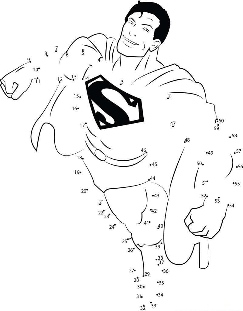 Superman Dot To Dots Coloring Page - Free Printable Coloring Pages for Kids