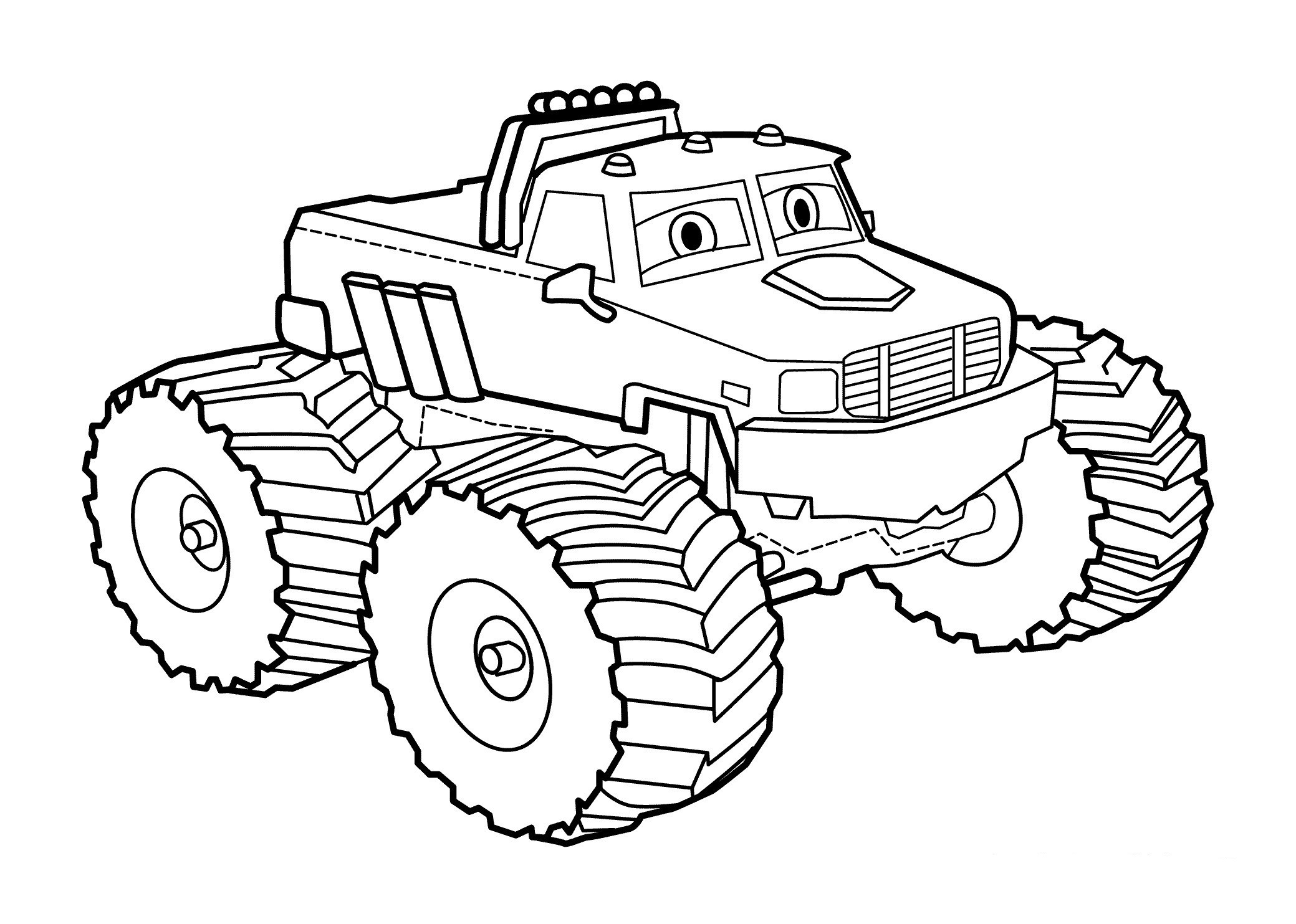 Download Awesome Cartoon Monster Truck Coloring Page - Free ...