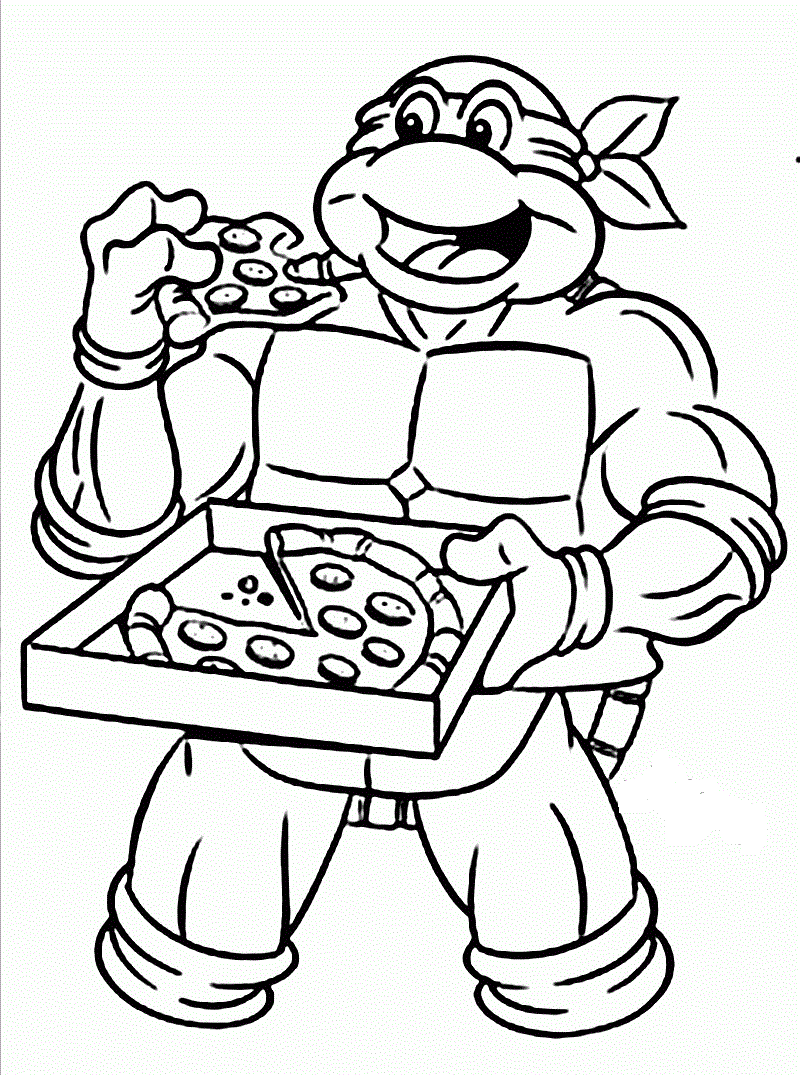 Ninja Turtle Eating Pizza Coloring Page - Free Printable Coloring Pages ...