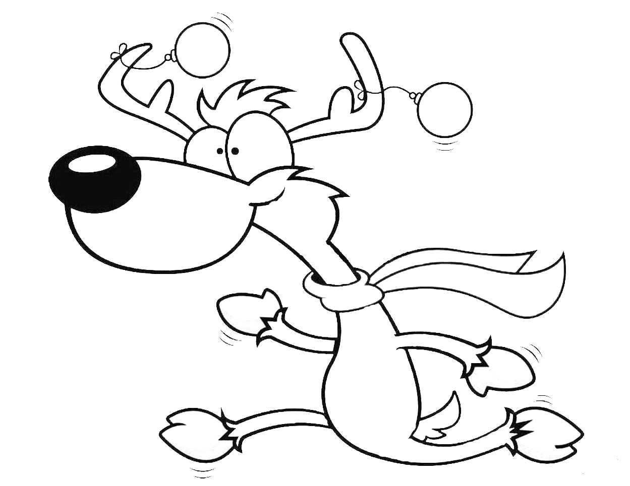 CArtoon Reindeer Running Coloring Page - Free Printable Coloring Pages