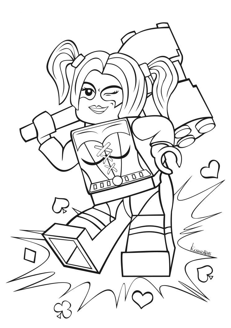 lego harley quinn coloring page  free printable coloring