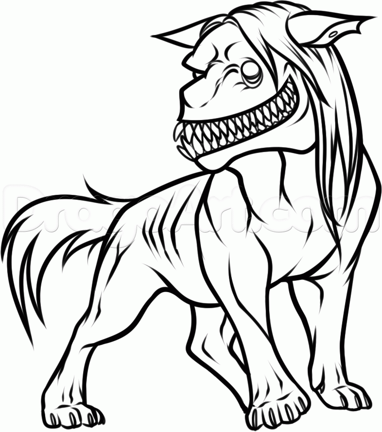 Creepy Dog Coloring Page - Free Printable Coloring Pages for Kids