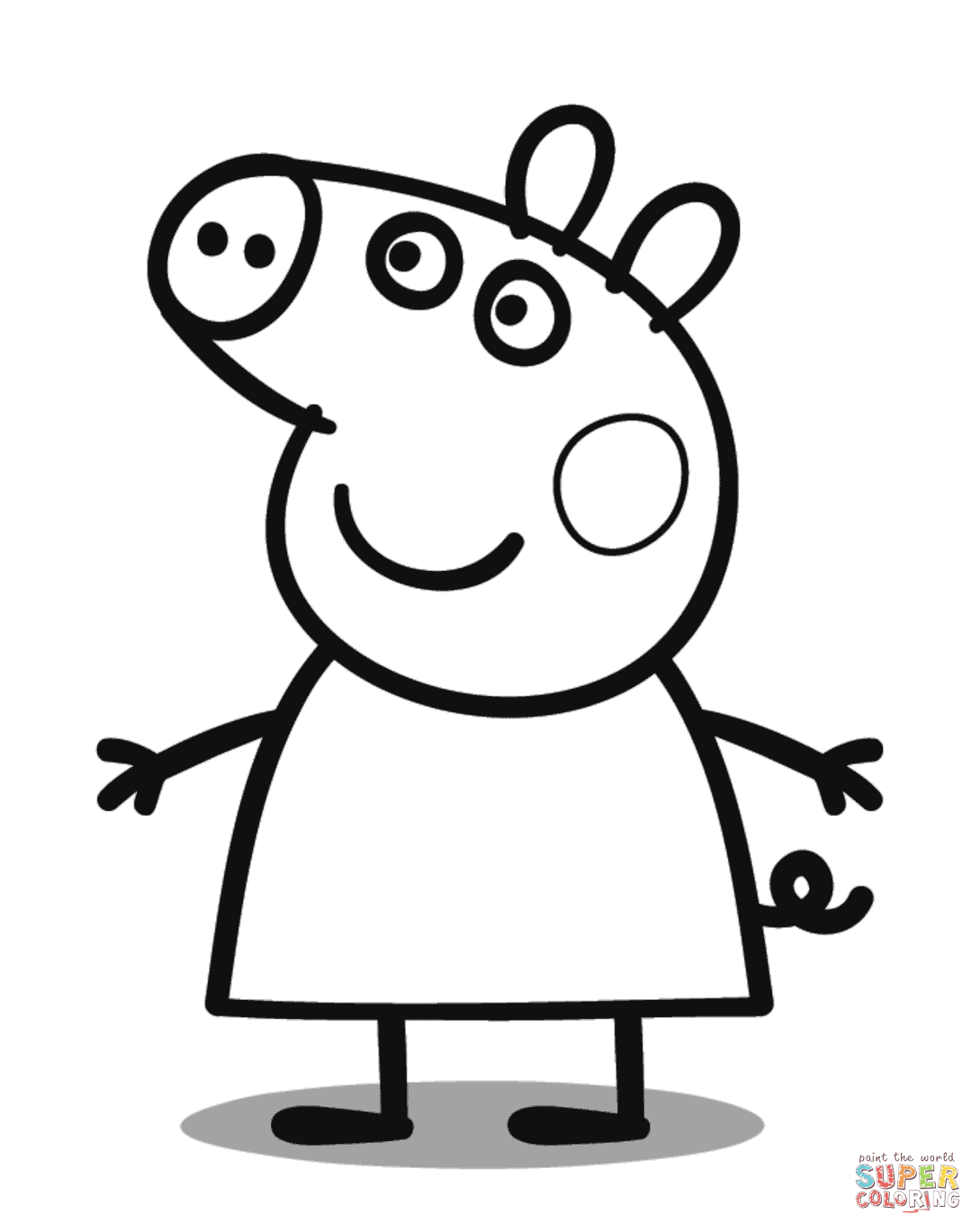 Peppa Pig Family Go for a Picnic Coloring Page - Free Printable