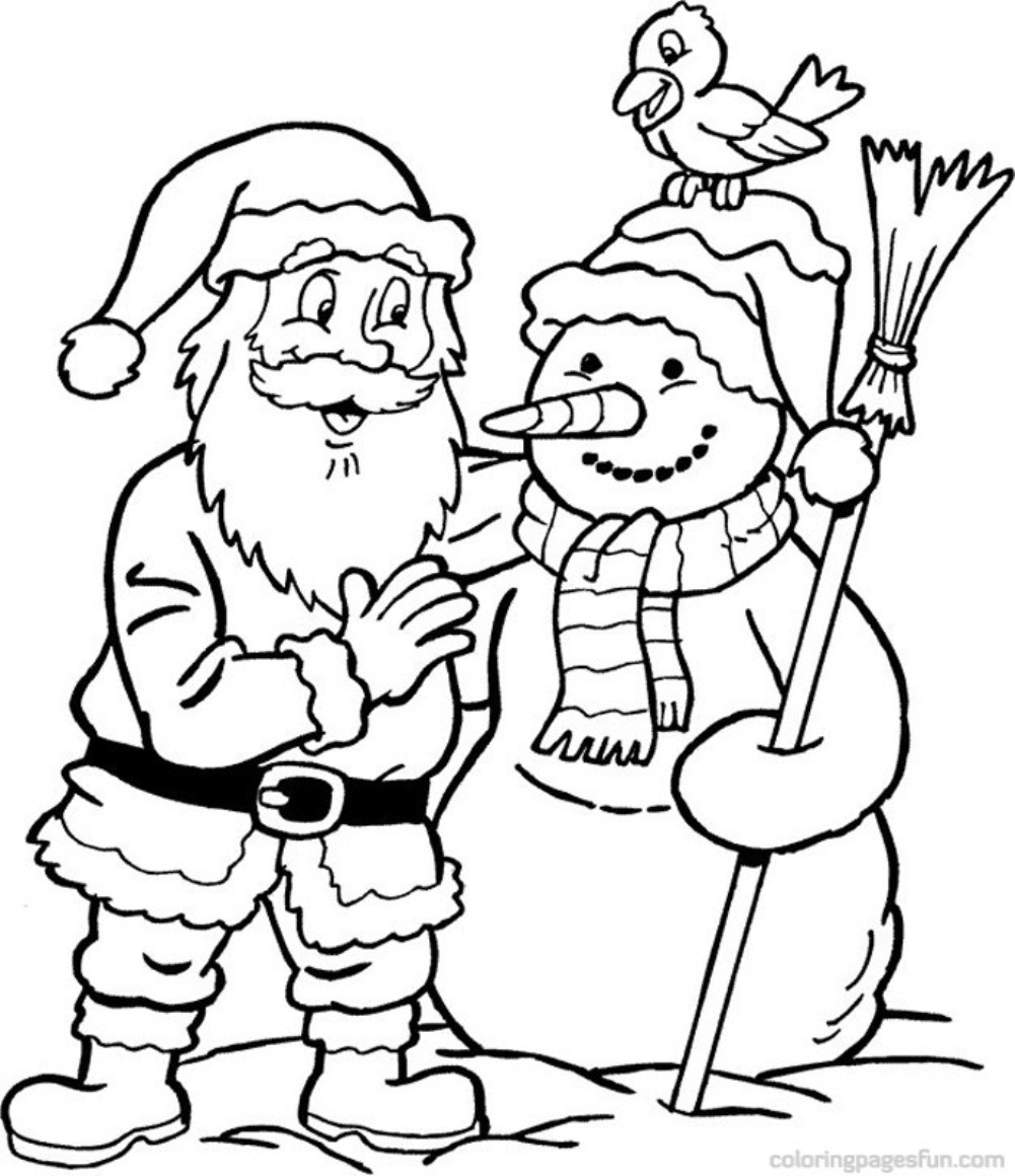 Santa Claus With Snowman Coloring Page   Free Printable Coloring ...