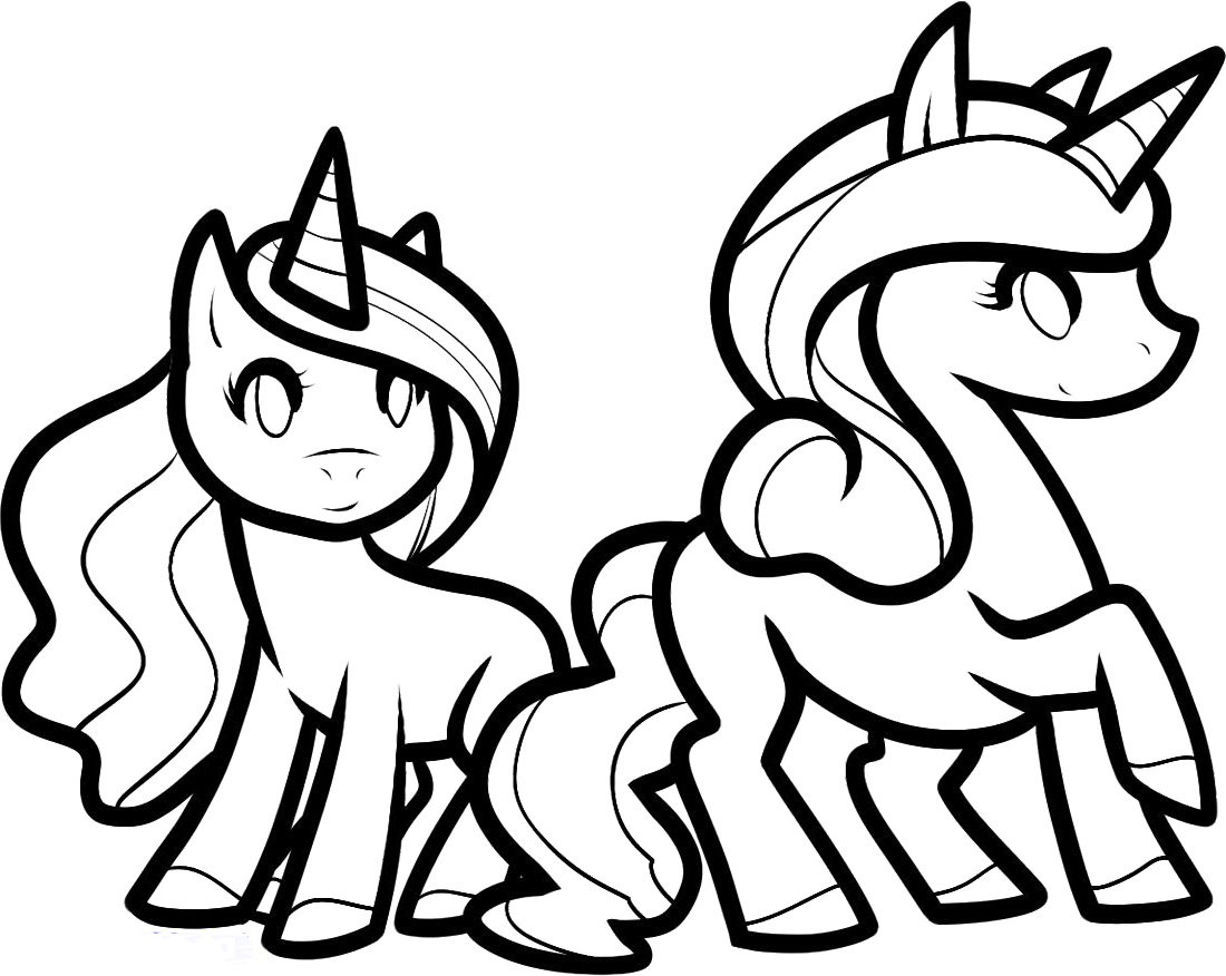 Twins Unicorn Coloring Page - Free Printable Coloring Pages for Kids
