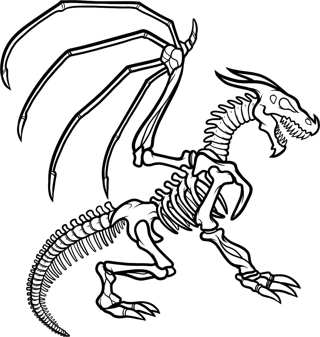 Creepy Skeleton Dragon Coloring Page Free Printable Coloring Pages For Kids