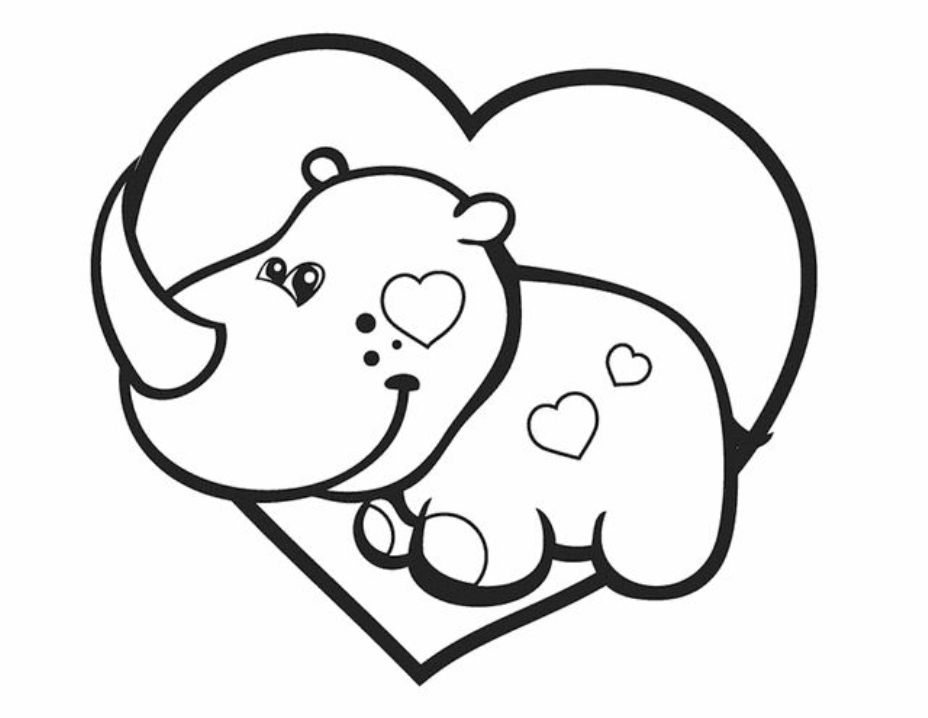 Download Baby Rhino With Heart Coloring Page Free Printable Coloring Pages For Kids