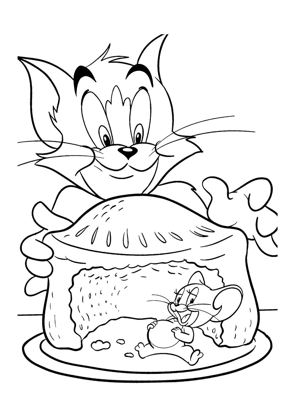 Tom And Jerry Eating A Cake Coloring Page   Free Printable ...