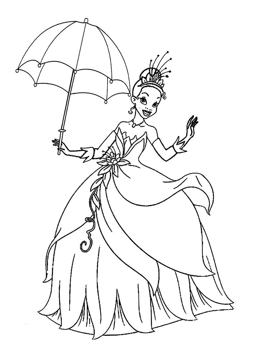 Princess Tiana Coloring Page Free Printable Coloring Pages for Kids