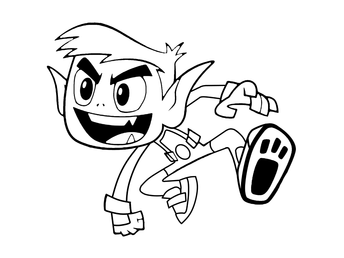 Action Beast Boy Coloring Page   Free Printable Coloring Pages for ...