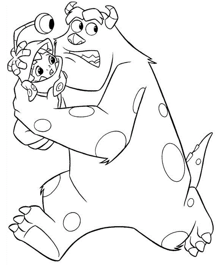 Sulley, Boo And Mike Coloring Page - Free Printable Coloring Pages for Kids